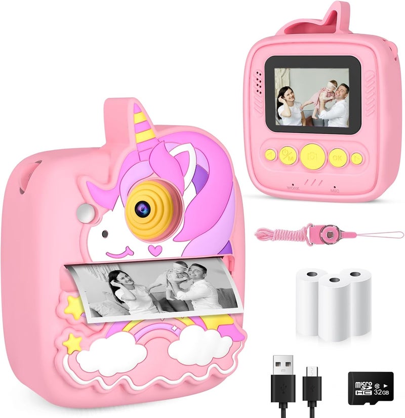 YINGOOT Kids Camera Instant Print, Christmas Birthday Gifts for Girls Age 3-8, 48MP &1080P Children Camera with Photo Paper, Portable Toy Instant Camera for Kids 3 4 5 6 7 8 9 10 Year Old Girls - Image 1